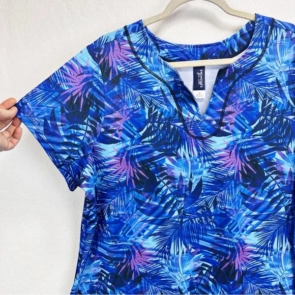 Swimsuits For All Longer Length Short-Sleeve Swim Tunic Size 22 Tropical Palm - Picture 3 of 10